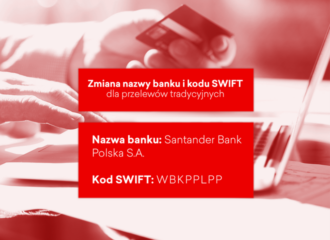 Zmiana nazwy banku i kodu SWIFT dla przelewów tradycyjnych 
