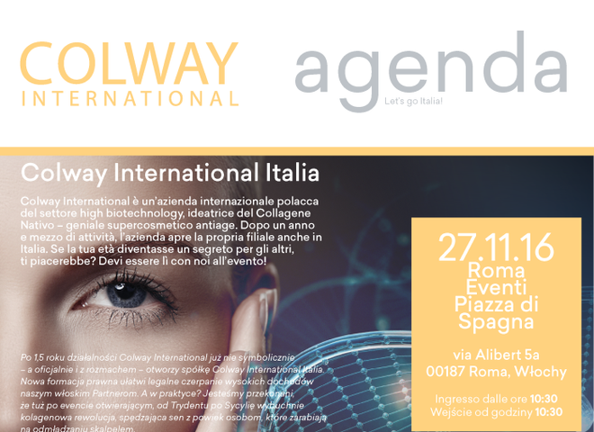 Agenda Otwarcia Colway International Italia - 27 listopada 2016